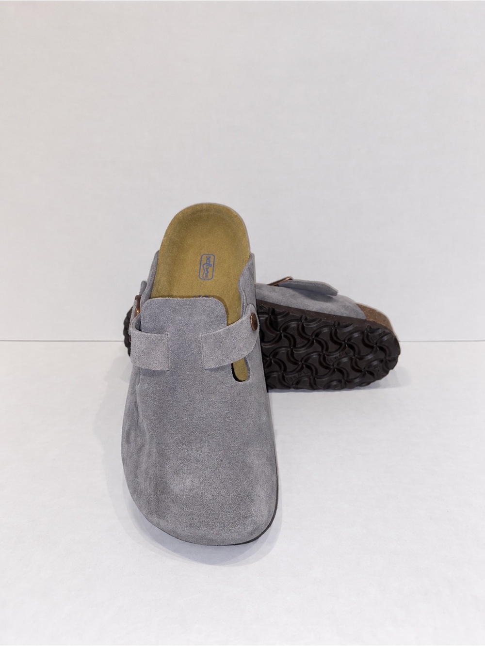 Birkenstock Clogs Gray Suede Soft Footbed EU 42 L 11 Men’s 9